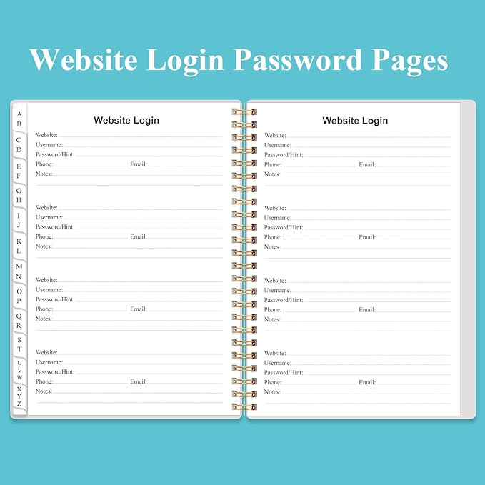 Address Book with Alphabetical Tabs - A5 Telephone & Address Book with Address Contacts, Special Date, Phone, Birthday & Internet Login Password for Home and Office, 6.2" x 8.5", Blue Watercolor