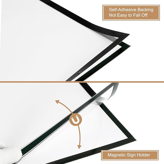 uxcell 2 Pcs Magnetic Sign Holder, 11.7" x 16.5" Self-Adhesive Magnetic Wall Signs Holder Magnetic Picture Frame Document Holder for Home Office Wall Window Displays, Black