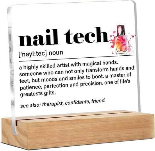 Nail Tech Gifts, Nail Artist Manicurist Nail Tech Thank You Gifts Graduation Gifts, Nail Tech Definition Clear Desk Decorative Sign Beauty Room Nail Salon Acrylic Decor