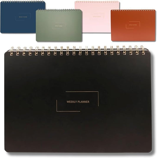 Undated Weekly Planner | 8.25” x 11.75” Work To-Do Notebook | ADHD Academic Organizer | Multi-Layout | Men and Women Planner | College Supplies | Black | Landscape Layout