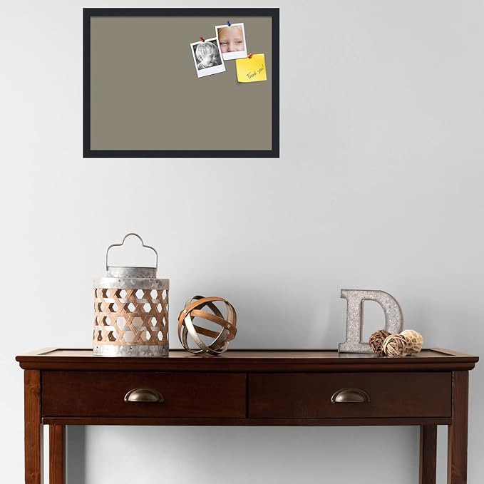 PinPix 23x17 Inch Cork Bulletin Board. This Decorative Framed Pin Board Comes with Pewter Design and a Satin Black Frame. Ideal for Home Office Decor or Message Board (PinPix-1812)