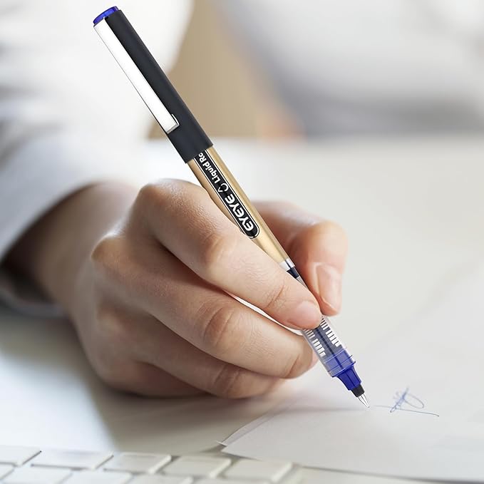 EYEYE 0.5mm Extra Fine Point Rollerball Pens 6 Black 6 Blue, Quick Dry Liquid Ink, Smooth Writing Fine Tip Pens for Journaling, Note Taking, Office & School Supplies