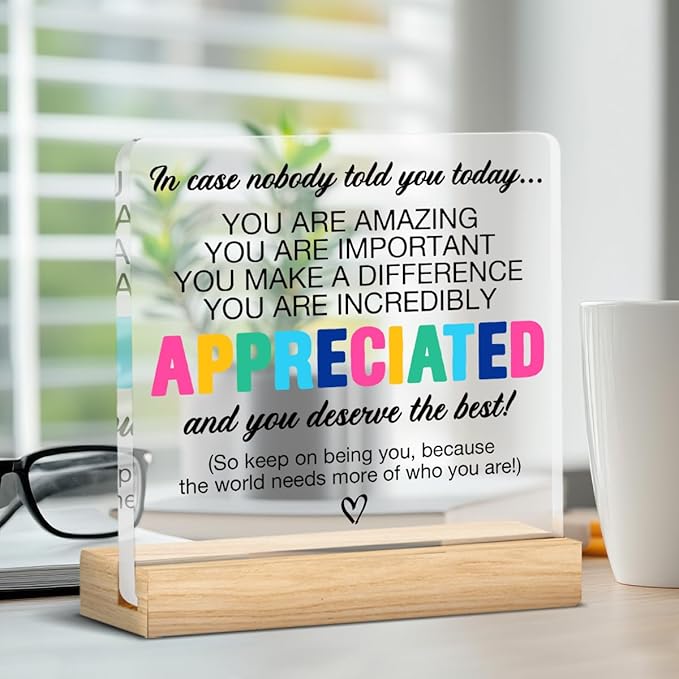 Thank You Appreciation Gifts for Colleague Coworker Boss Teacher, Inspirational Gifts for Women Men, Affirmation Gifts You Are Incredibly Appreciated Acrylic Desk Sign Decor