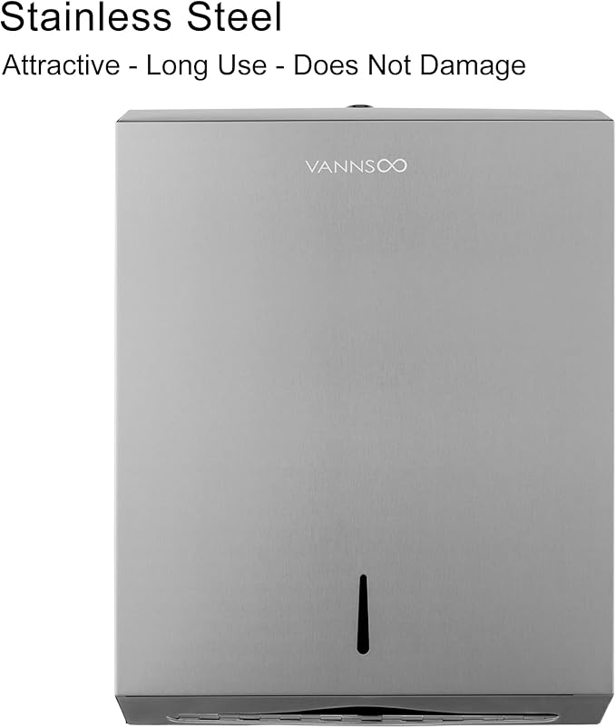 Paper Towel Dispenser, Commercial Stainless Steel Tri-fold/Multi-fold/C-Fold Paper Towel Holder Wall Mount Key (Brushed)