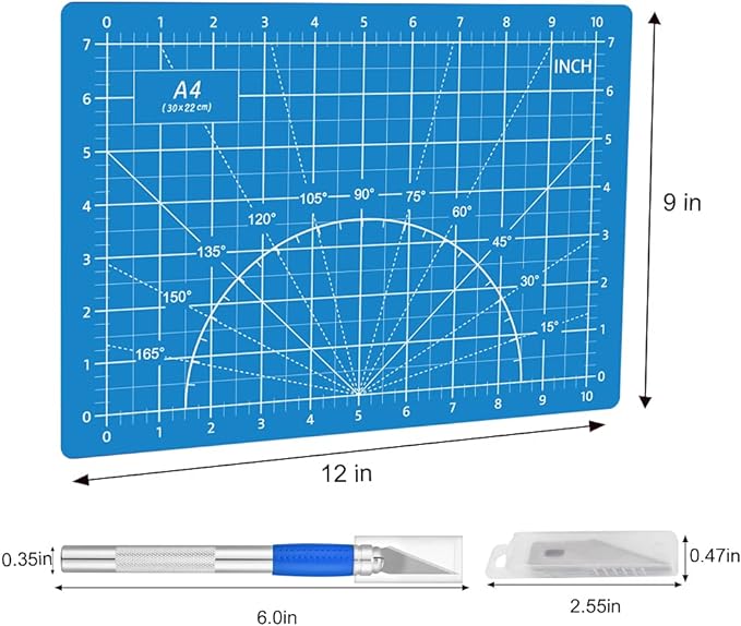39 Pcs Rotary Cutter Set Blue - Quilting Kit incl. 45mm Fabric Cutter with 5 Extra Blades, A4 Cutting Mat, 2 Craft Knife Set, Quilting Ruler and Sewing Clips, Ideal for Crafting, Sewing, Patchworking