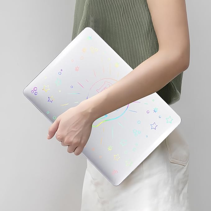 DTangLsm Compatible for MacBook Air 13 inch Case 2025 2024 2023 2022 M4 A3240 M3 A3113 M2 A2681, Clear Laser Print Plastic Hard Shell Case for MacBook Air 13.6 inch + Keyboard Cover, Transparent Blub