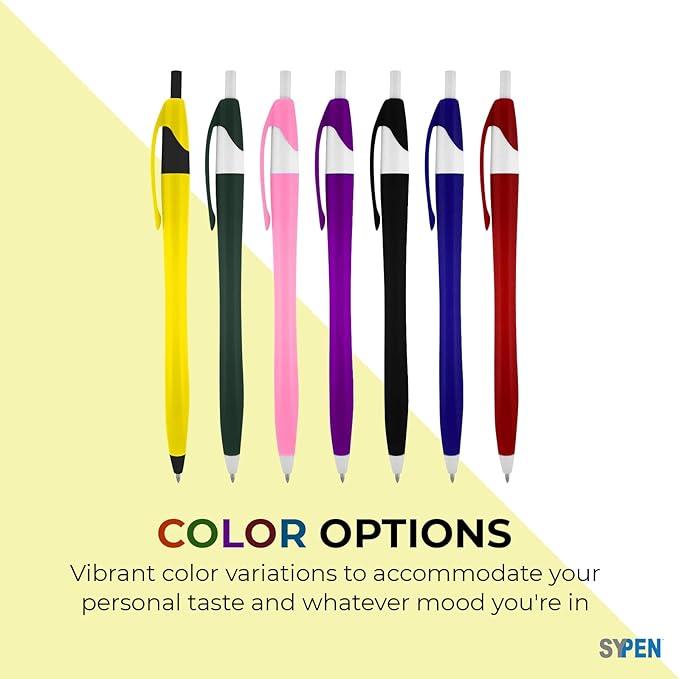 SyPen Personalized Pens With your Custom Logo or Text-500 Pack Bulk-for Businesses, Parties, and Events, Custom Printed Slim Ballpoint Click Pens, Purple Barrel Color, Black Ink