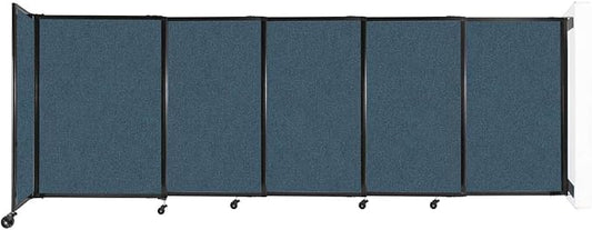 Wall-Mounted Sliding StraightWall Room Divider | Adjustable Widths | Locking Wheels | Room Separator | Up to 11'3" Wide x 4' Tall Caribbean Fabric Panels