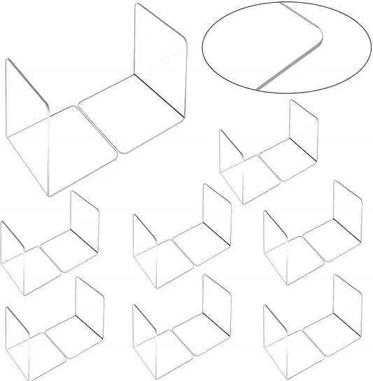 16 Pcs Bookends Clear Acrylic Bookends for Shelves Heavy Duty L Shaped Dividers Bookshelf Dividers for School Library Home Movies CDs File