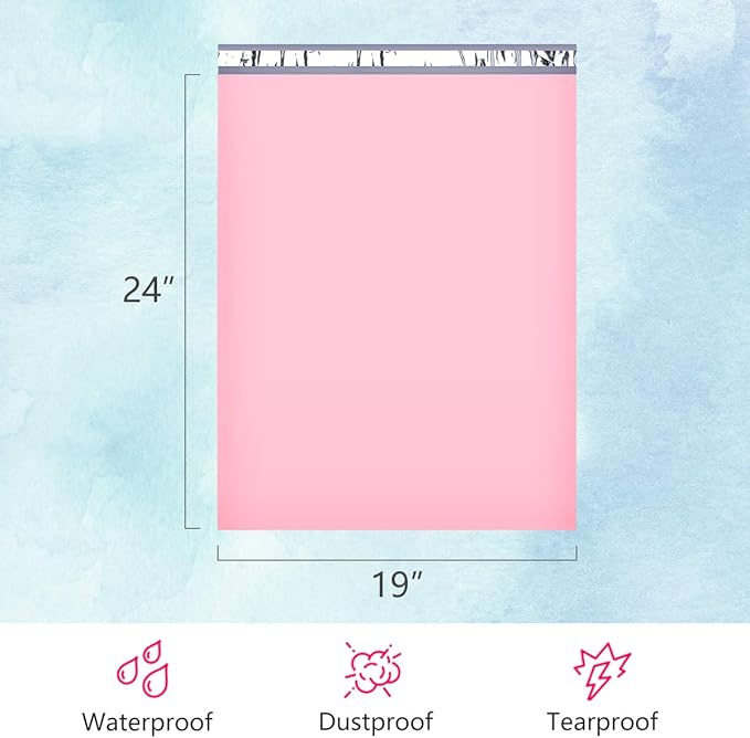 UCGOU Poly Mailers 19x24 Inch Light Pink 100 Pack Extra Large Shipping Bags Strong Thick Mailing Envelopes Self Seal Adhesive Waterproof and Tear Proof Boutique Postal for Clothing Quilt and More