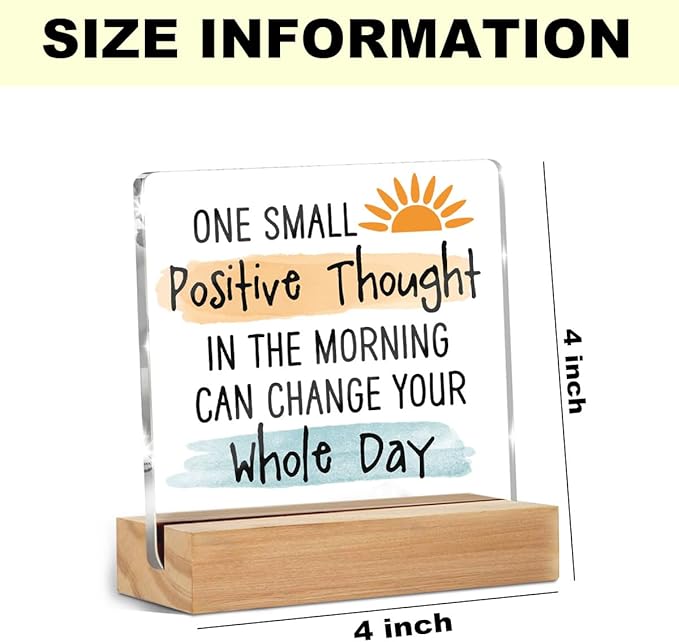 Inspirational Sunshine Gifts for Women Men Coworkers Friends, Motivational Reminder Quotes Desk Decor Acrylic Sign, Positive Affirmations Desk Accessories Signs for Table Top Cubicle Office Decor