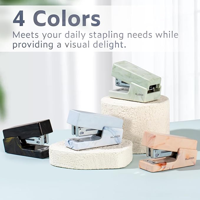 Mini Stapler with 830 Staples, Small Cute Desk Staplers, 25 Sheet Capacity, Fluid Blue