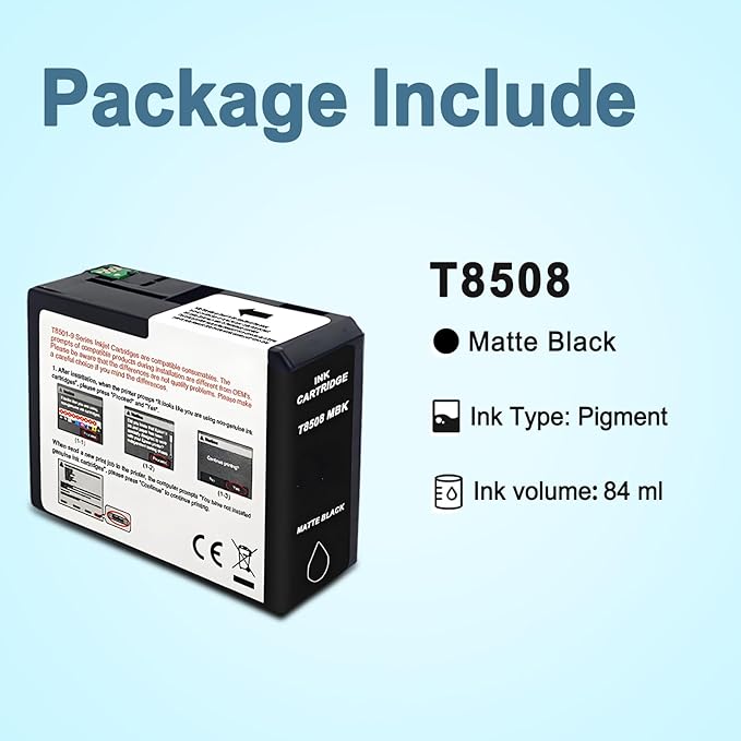 T850 Ink Cartridge T8508 T850800 Remanufactured Work for SureColor P800 (1-Pack, Matte Black)
