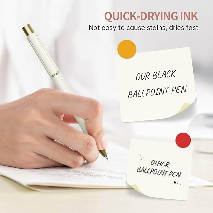 Linbsunne Ballpoint Pens Black Ink Pen 1.0mm Medium Point with Super Soft Grip(12-count)