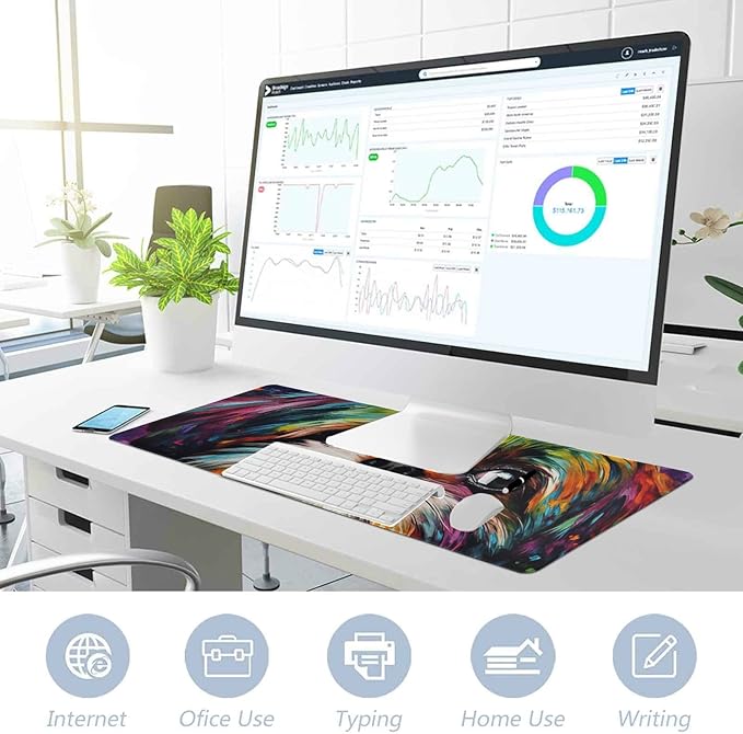 Non-Slip Rainbow Shih Tzu XXL Mouse Pad Mouse Pad for Gaming, Office and Home - Rubber Base Keyboard Mat and Mouse Pad Protector, 31.5 x 12 Inch