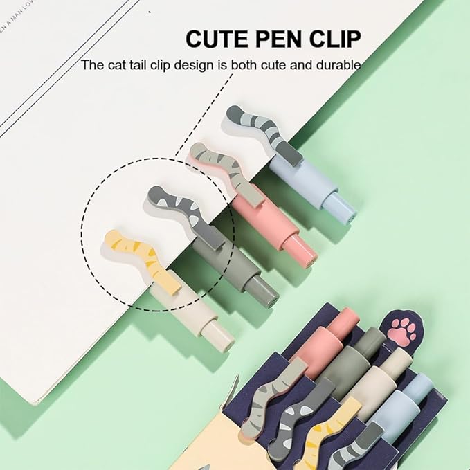 VICO Cute Cat Gel Pens – 4 Pack 0.5mm Fine Point Black Ink, Smooth Quick-Dry Writing Pens for School, Office & Study – Kawaii Aesthetic Stationery Gift