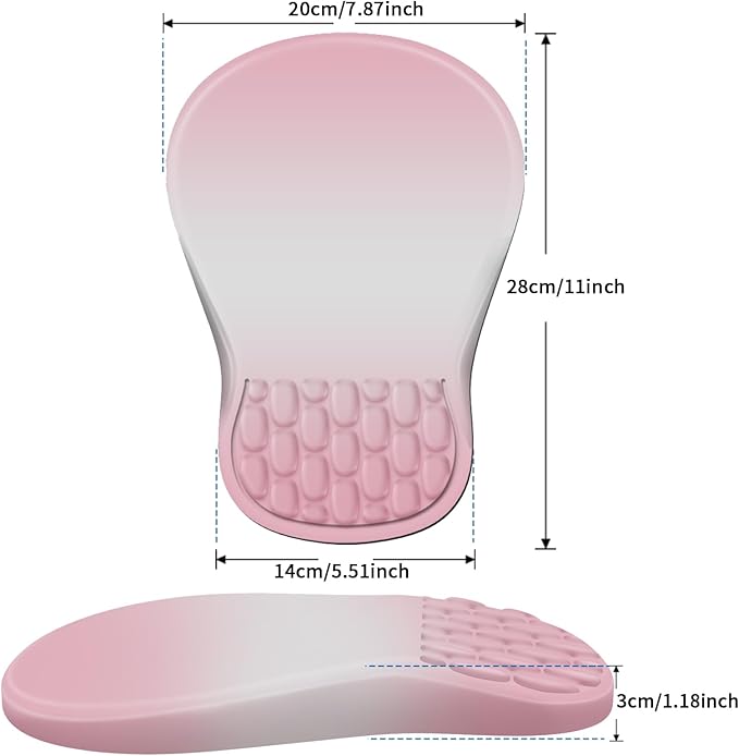 YIWEI Ergonomic Mouse Pad with Wrist Rest Support, Mousepad with Comfortable Memory Foam Wrist Rest and Non-Slip PU Base for Pain Relief, Computer, Laptop, Office, Home (Gradient Pink)