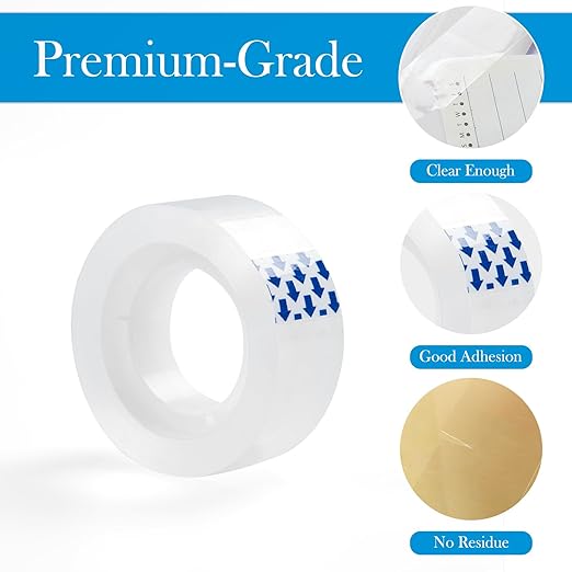 48 Rolls Clear Tape, Transparent Tape Refills for Dispenser, 1 Inch Core, 3/4 x 800 Inches, Strong Adhesive for Gift Wrapping, Office, School, Home, Desk Supplies & Crafts