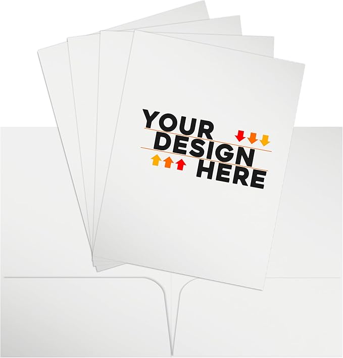 JAM PAPER Custom Printed Semi-Gloss Folders with Round Corner Pockets - Personalized Logo & Text - 12pt C1S - White - 250/Pack