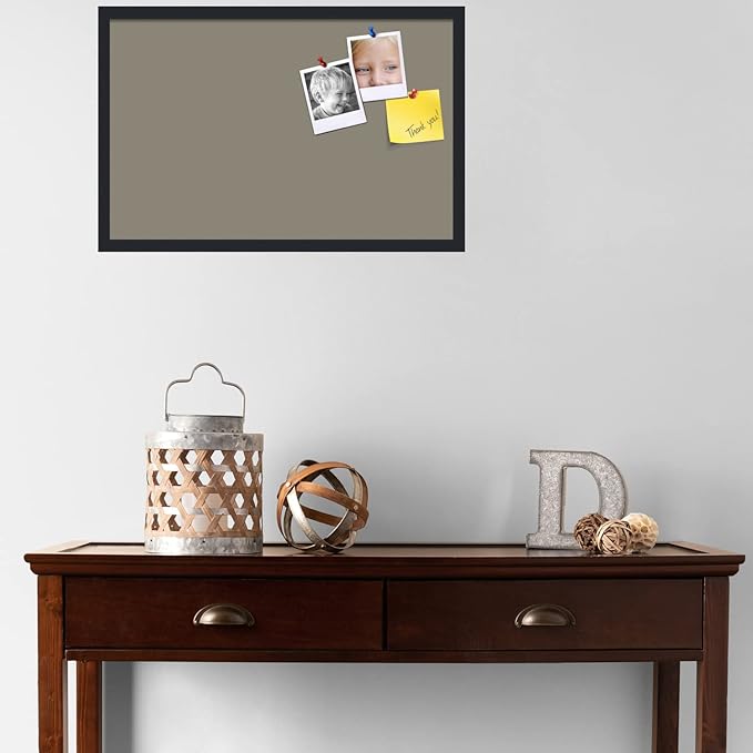 PinPix 28x18 Inch Cork Bulletin Board. This Decorative Framed Pin Board Comes with Pewter Design and a Satin Black Frame. Ideal for Home Office Decor or Message Board (PinPix-1812)