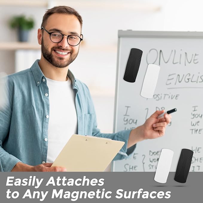 Ddaowanx Whiteboard Eraser, Magnetic Dry Erase Eraser, Glass Board Eraser,School and Office Supplies (4 Pack/2 Black+2 White)