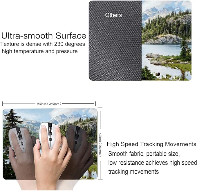 Hokafenle Mouse Pad, Natural Landscape Mouse Pad, Forest Waterfall Mousepad, Premium-Textured Square Waterproof Mouse Mat Non-Slip Rubber Base Mouse Pads for Office Laptop