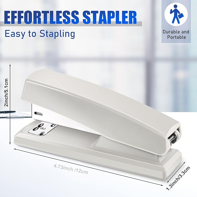 Marspark 10 Pcs Stapler for Desk Office Staplers Bulk with 6000 Staples 25 Sheet Capacity for School Office (White)
