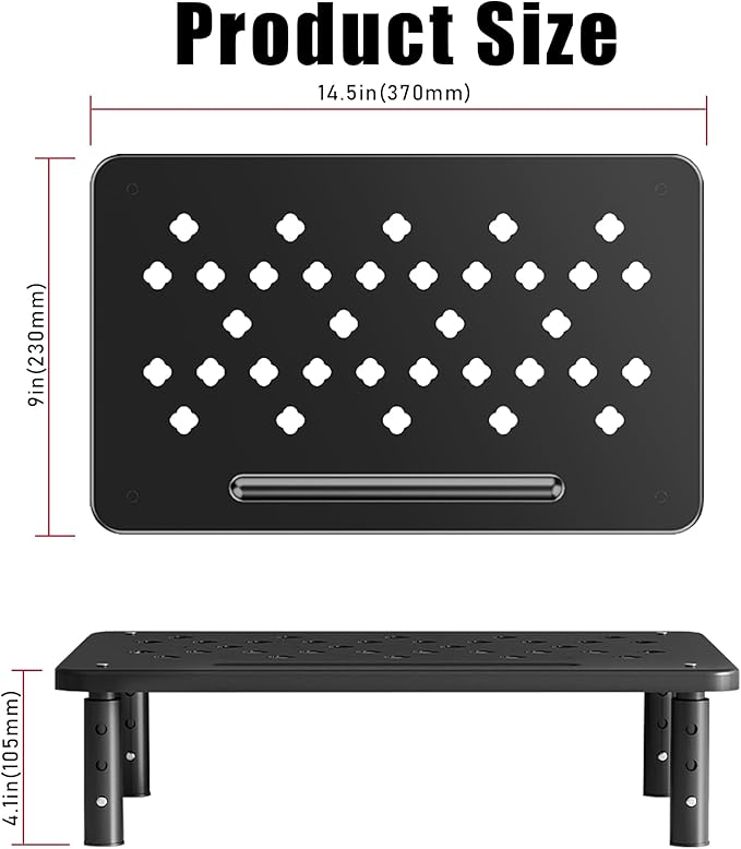 Computer Monitor Stand for Desk,Laptop Stand,Printer Stand,Adjustable and Stackable Height Increasing Storage Rack Suitable for Office, Home, and School Supplies,Black