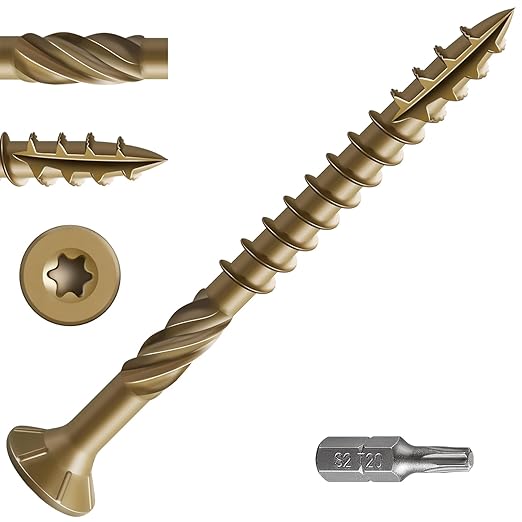 #10 * 2-1/4" Deck Screws, (180pcs) 2 lbs.Exterior Wood Screws, Rust Resistant epoxy Coated, Bronze, T25 Star Bit