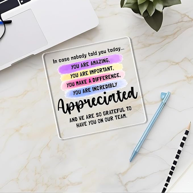 Positive Affirmations Motivational Reminder Desk Decor Acrylic Sign 4x4 Inch, Desk Shelf Cubicle Gadgets Cute Office Decor, Mental Health Gifts for Women Coworkers Best Friend