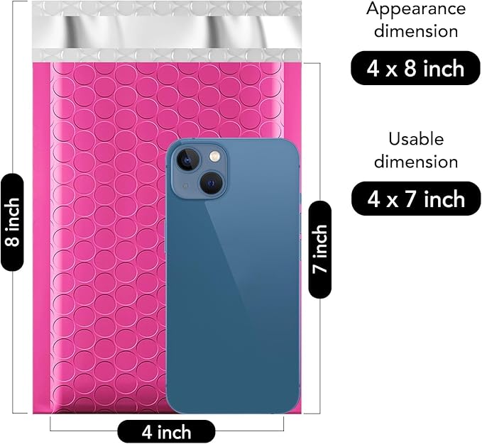 Fuxury Bubble Mailers 4x8" Pink Padded Envelopes 19200 Pack Bulk Strong Adhesion Full Pallet of Padded Mailers Thick Bubble Envelopes for Small Business Mailing Small Items,Jewelry,Makeup