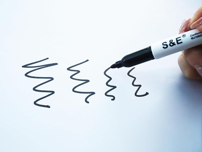 S & E TEACHER'S EDITION 96 Pcs Dry Erase Markers, Black with Low-Odor Ink, Black Whiteboard Markers for School, Office, or Home