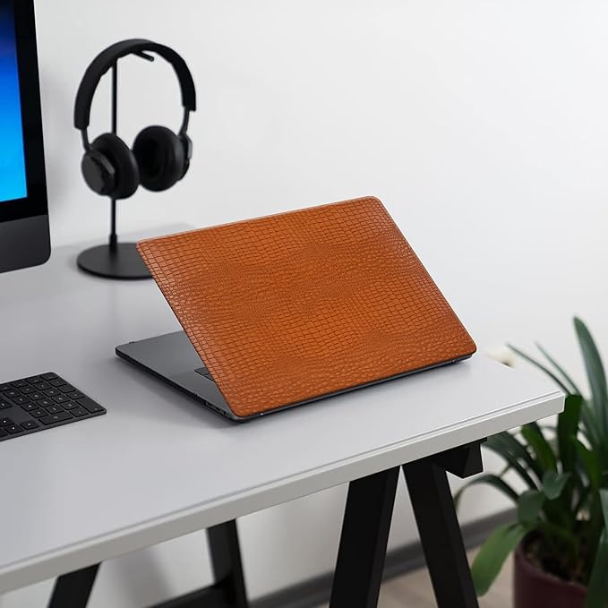 DTangLsm Compatible for MacBook Pro 13 inch Case 2024-2016 M2 M1 A2338 A2289 A2251 A2159 A1989 A1706 A1708, Crocodile Skin Alligator PU Leather Hard Shell Cover for Mac Pro 13 Case+Keyboard Skin,Brown