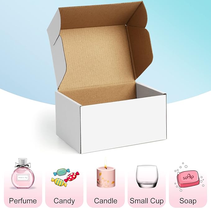 Shipping Boxes 6x4x3 inches Small Mailing Boxes 25 Pack White Cardboard Corrugated Box Mailers