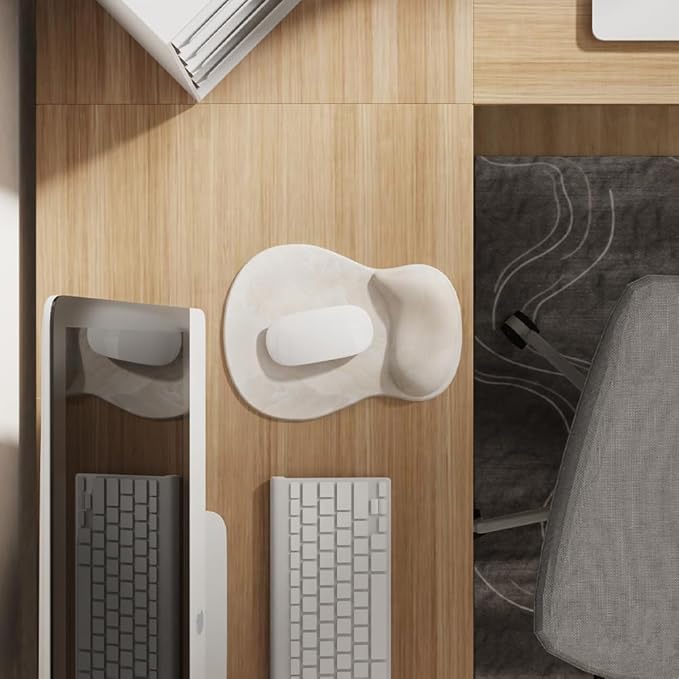 ErgoComfort Gel Wrist Rest Mouse Pad-Ergonomic Office Mousepad with Wrist Support-Non-Slip, Design Desk Accessories Mat for Home&Game Decor (08Cream Marble)