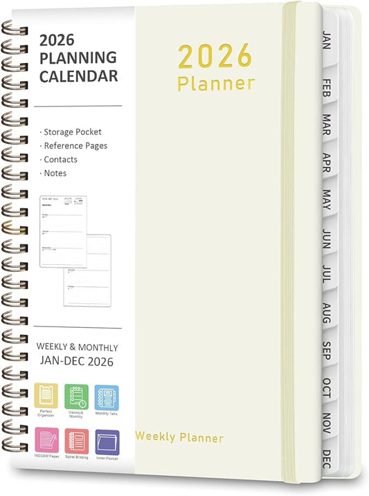 2026 Planner, Weekly and Monthly Calendar Academic Planner, Jan 2026 - Dec 2026, Planning Agenda Book for Desk Accessories and School Supplies - A5 (6.3'' x 8.5'')