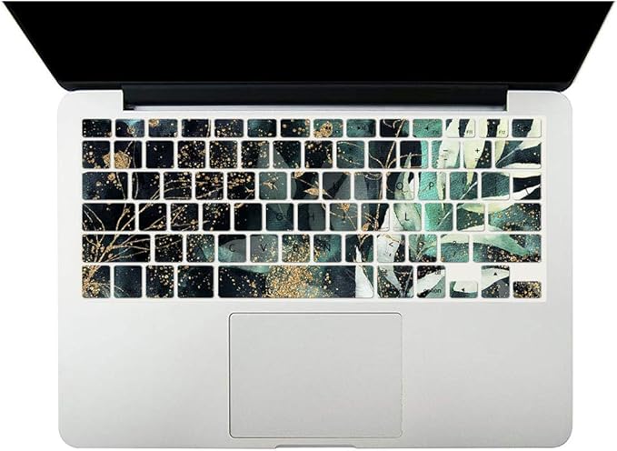 Case Compatible with MacBook Air 13 Retina 2018 2019 2020 Model A1932 A2179 A2337 M1, Plastic Hard Shell Protective Cover & Keyboard Skin for MacBook Air 13 inch with Touch ID - Green Leaf