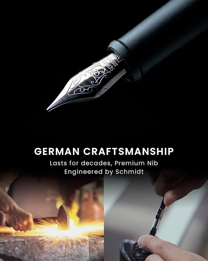 novium Hoverpen Future Edition - Luxury Fountain Pen & Rollerball Pen All-In Gift Box, Fine Nib, Futuristic Aesthetic, Aerospace Metal Made, Free Spinning Executive Pen, Mens Gifts Ideas (Mist Blue)