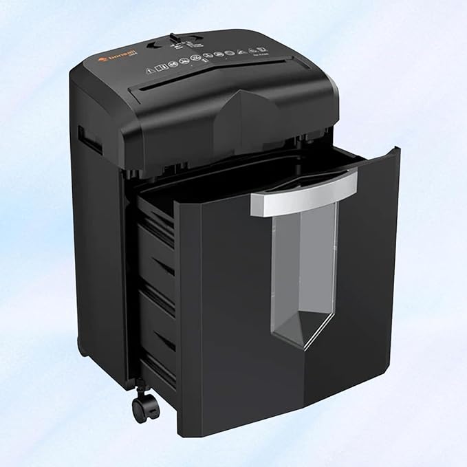 Bonsaii 12-Sheet Micro-Cut Paper Shredder, 55-Min Continuous Run, Shreds CDs/Credit Cards/Staples, 4.2-Gal Pull-Out Bin w/Clear Window, 360° Casters – Black