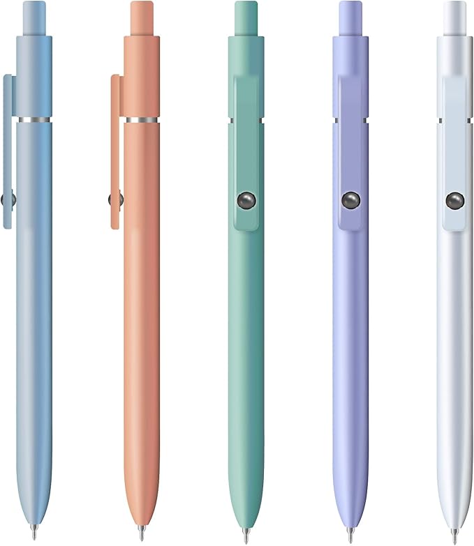 VICO Gel Pens, 5 Pcs 0.5mm Quick Dry Black Ink Pen Fine Point Smooth Writing Pens, Aesthetic Cute Office School Supplies Gifts for Women Men, High-End Series for Journaling Note Taking, Glossy Morandi