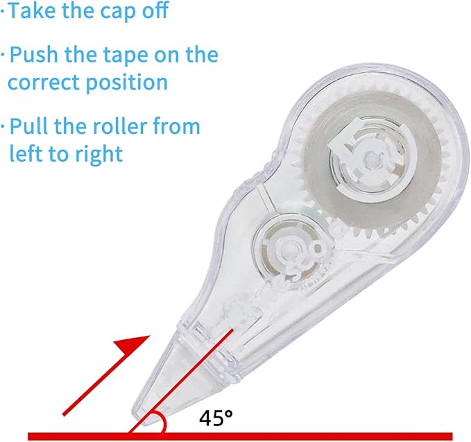 Correction Tape, 16.4FT EZ Tear-resistant Correction Tape, Easy To Use Applicator for Instant Correction Without Drying Time (20pcs/set)