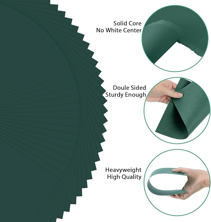 OcePor 50 Sheets Dark Green Cardstock Paper, Colored Printer Paper 8.5 x 11, Thick Construction for Cards Making, Scrapbook，Office Printing, Invitations, Certificates，DIY Crafting 92 lb/250gsm