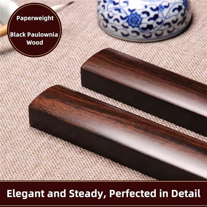 Black Zizyphus Wood Solid Wood Paperweight Ruler Rosewood Stationery Set Calligraphy Supplies Rosewood Bookweight Creative Elegant Paperweight Ruler 黑梓木 紫檀 镇尺