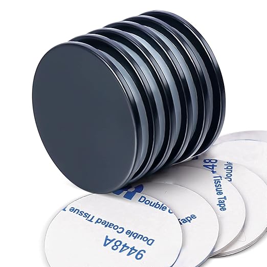 LOVIMAG Strong Waterproof Rare Earth Magnets,Powerful Neodymium Disc Magnets with Epoxy Coating and Double-Sided Adhesive for Fridge, Scientific,Office,Craft etc,1.26 inchx0.08 inch-Pack of 6