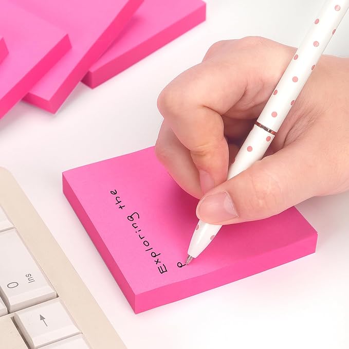 Sticky Notes 3x3 Self-Stick Notes Pads with 6 Bright Colors, Easy to Post for Office, School, Home, 6 Pads/Pack, 100 Sheets/Pad (Red)