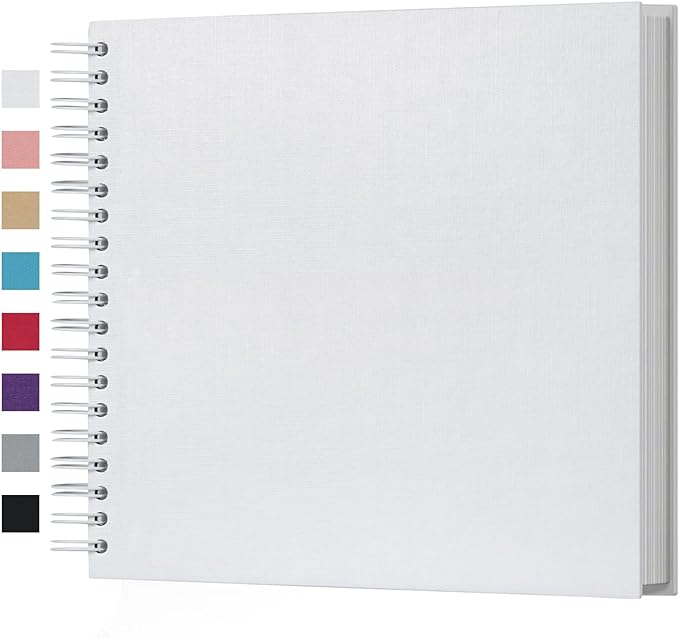 potricher 10 x 10 Inch DIY Scrapbook Photo Album 80 Pages Thick Kraft Blank White Paper Memory Book for Wedding and Anniversary Family (White, 10 Inch)