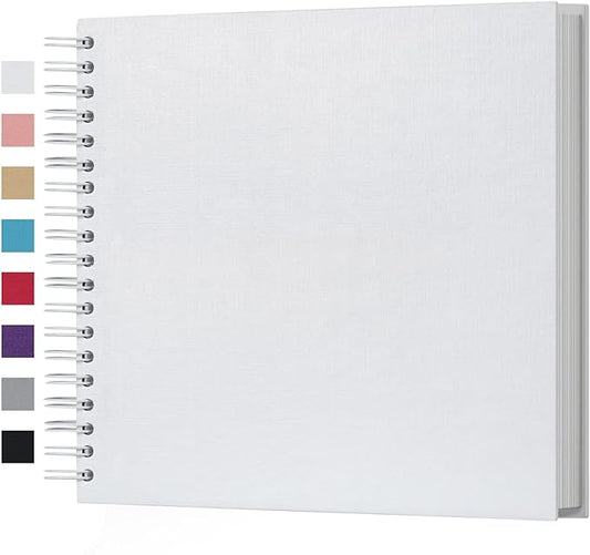 potricher 10 x 10 Inch DIY Scrapbook Photo Album 80 Pages Thick Kraft Blank White Paper Memory Book for Wedding and Anniversary Family (White, 10 Inch)