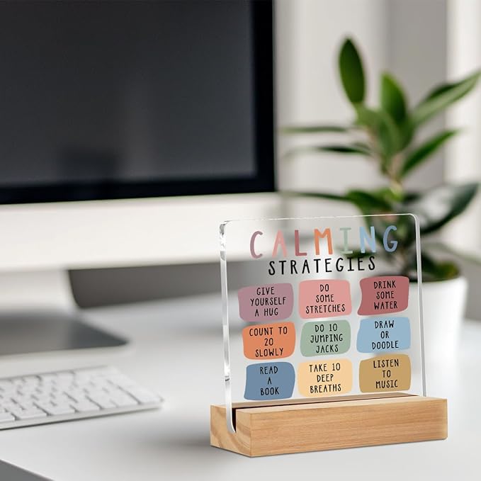 Christmas Thank You Gifts, Calming Corner Table Desk Decors, Calm Down Corner Supplies Therapist Office Decor, Positive Affirmations Acrylic Sign, Counseling Room Therapy Office Home Bedroom Decor