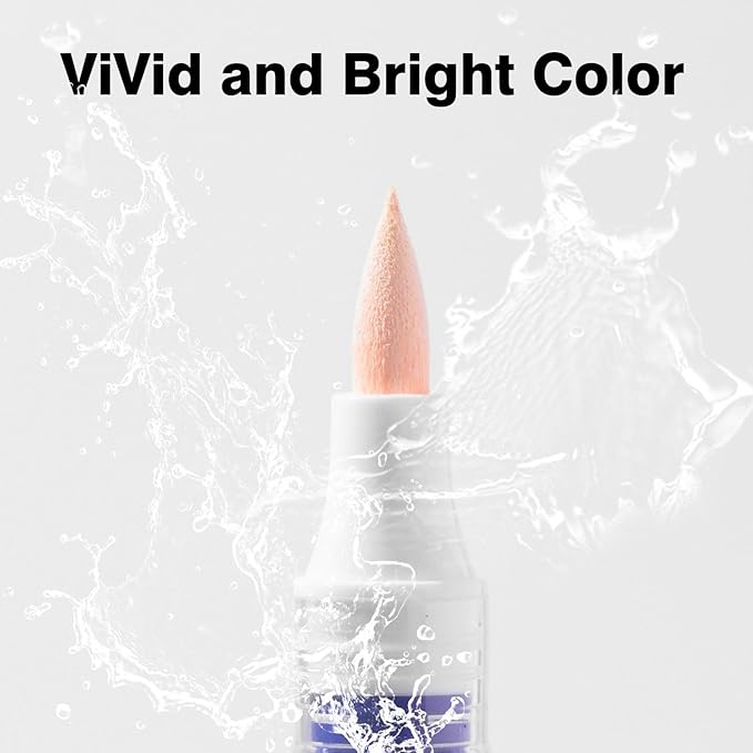 9 Color Acrylic Paint Markers, Water-Based Acrylic Markers for Artists Adults Coloring Drawing Cartoon Anime Comic - Brush Tip for Rock Painting, Wood, Canvas, Fabric (Ice Cream Bear Series)