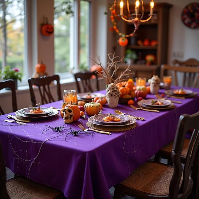 sancua Rectangle Tablecloth - 90 x 132 Inch - Stain and Wrinkle Resistant Washable Polyester Table Cloth, Decorative Fabric Table Cover for Dining Tables, Buffet Parties and Camping, Purple